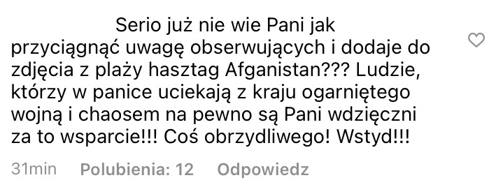 Comment under Joanna Moro's post