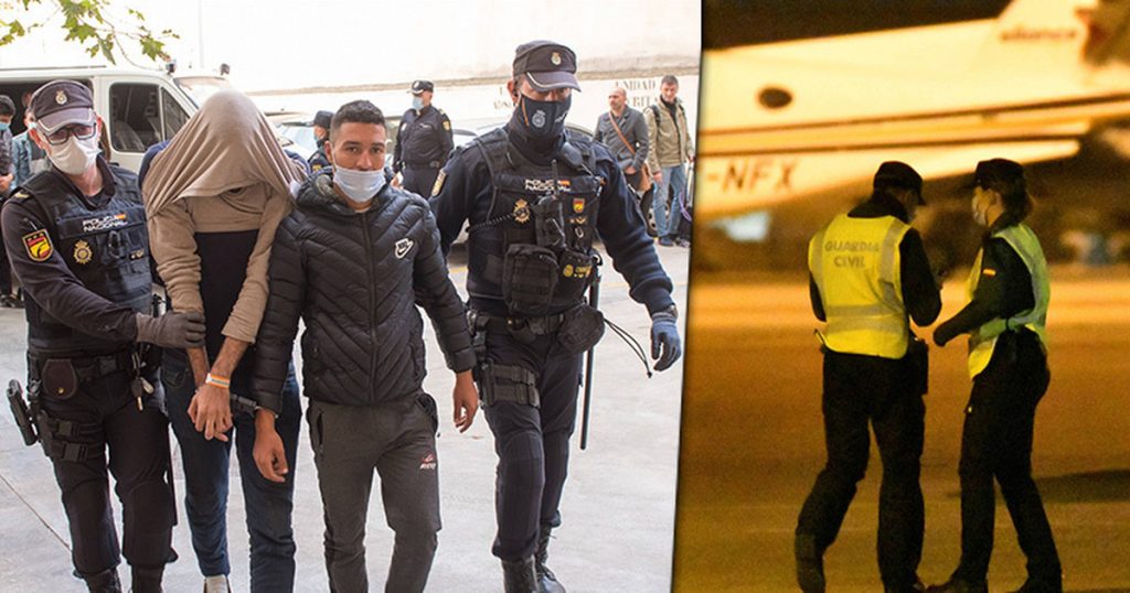 Spain.  They were forced to land and fled the plane.  They were arrested