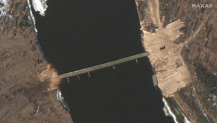 Russia and Ukraine.  Belarus: a pontoon bridge was built on the Pripyat River