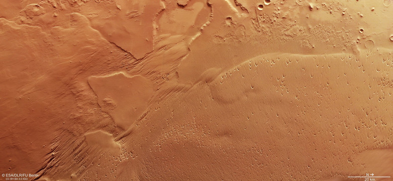 The formation of Medusae Fossae in the image of Mars Express 