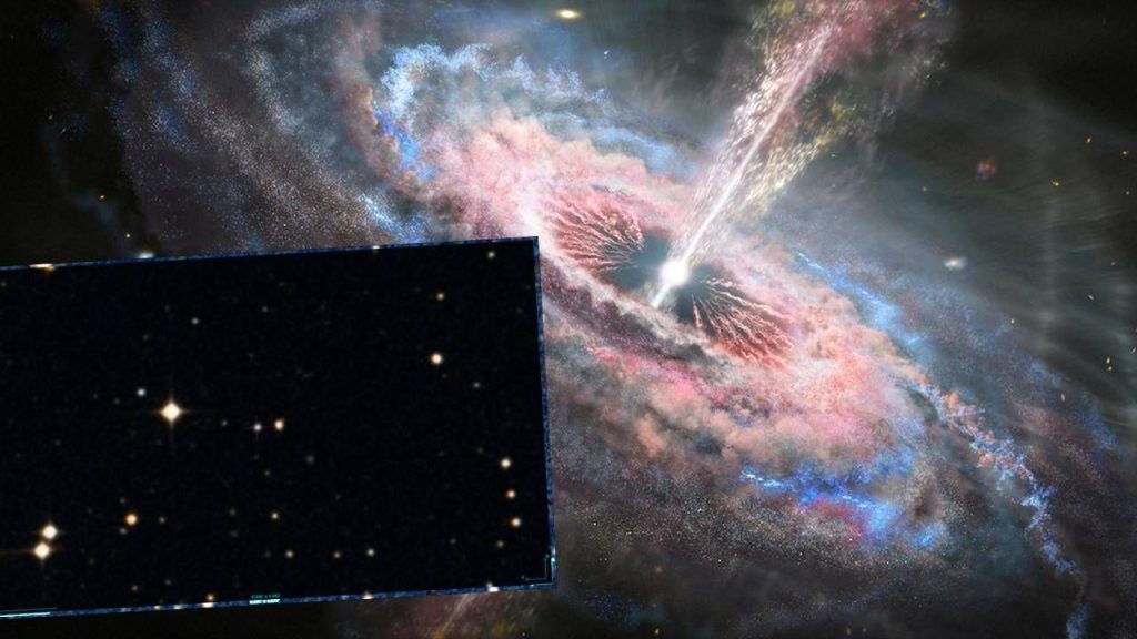 Kwazar HE 0435–5304 jest widoczny na niebie południowym (fot. NCBJ/gra. NASA)