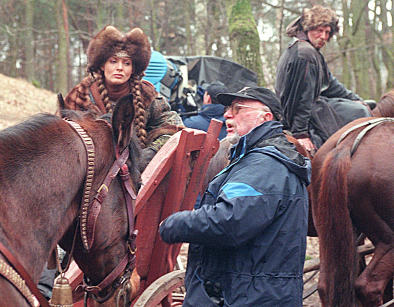 Isabella Skorubko and Jerzy Hoffman on the set of the movie "fire and sword"