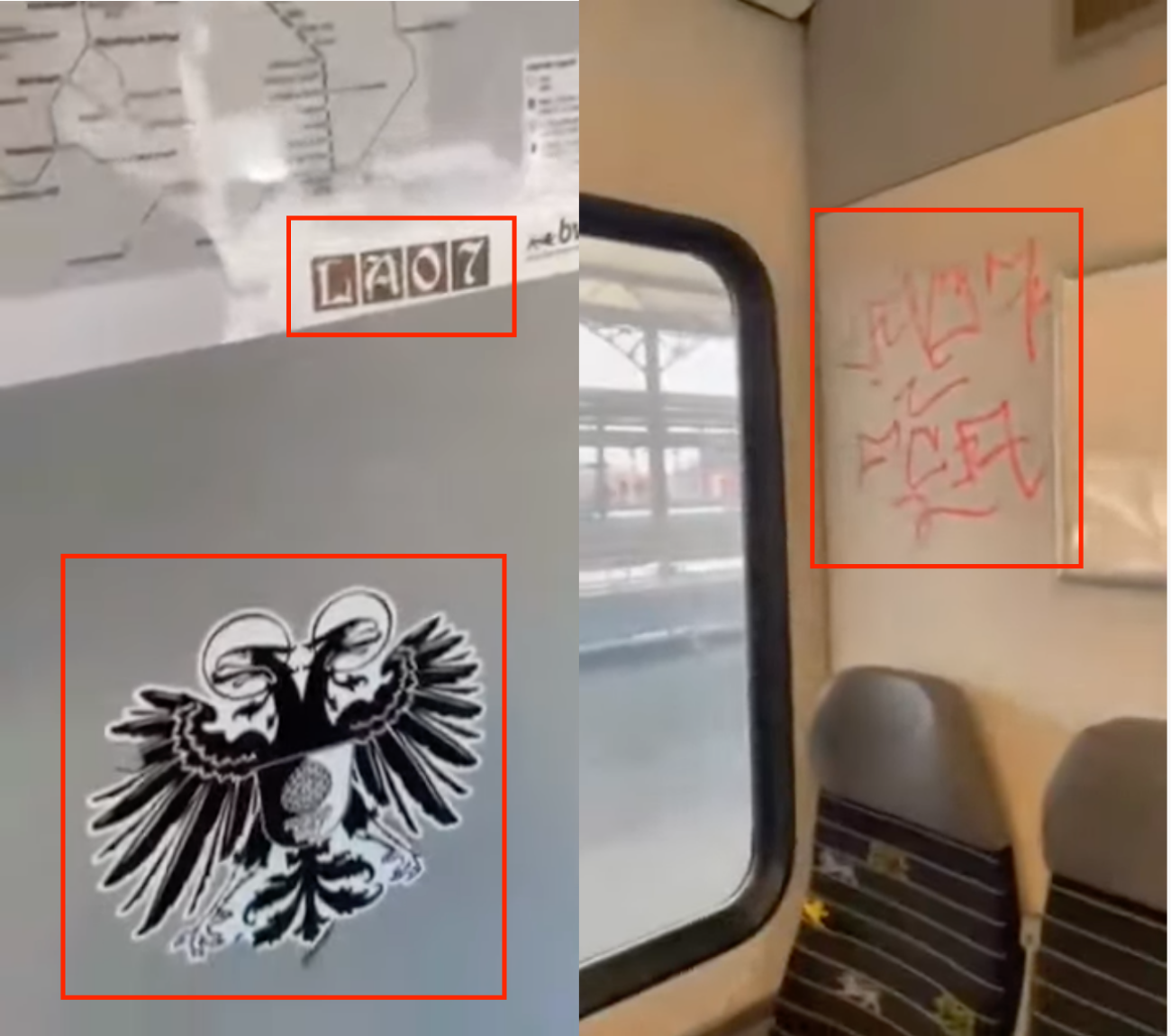Stickers and graffiti left by fans