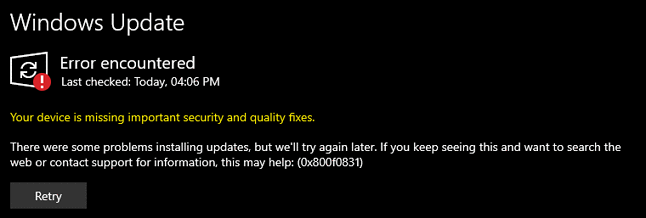 Windows 10 error