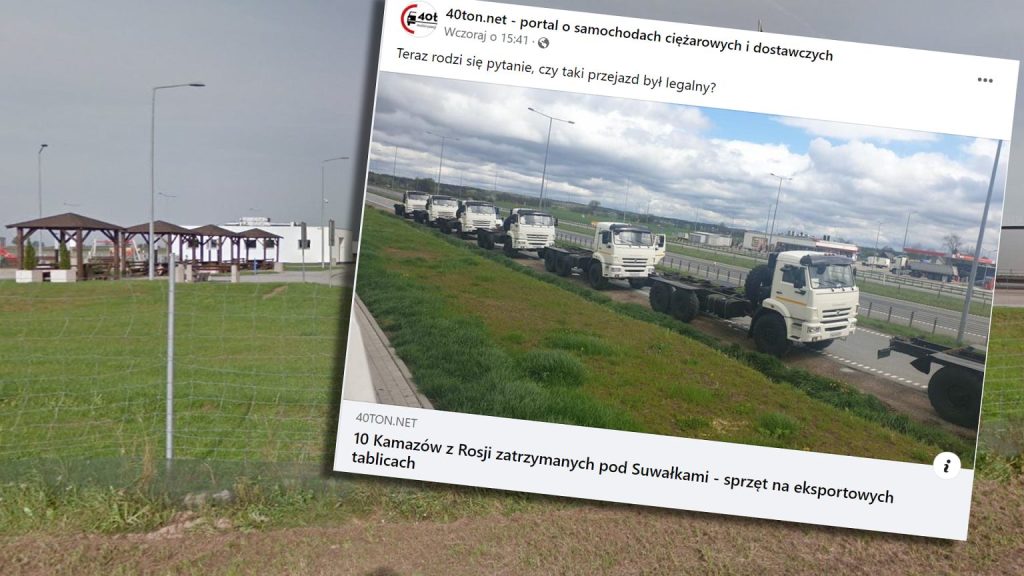 A convoy of 10 Russians from Kamas detained in Poland.  Vehicles are specially marked
