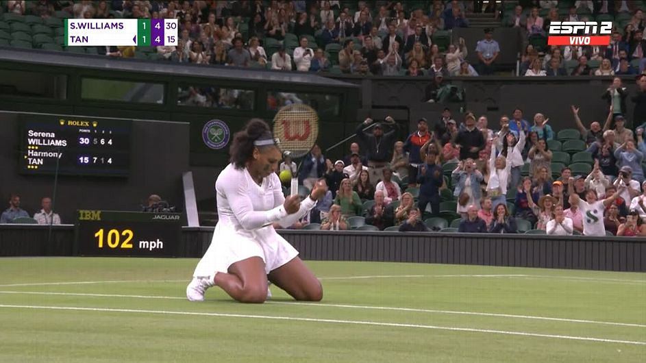 Serena Williams was happy to win Wimbledon.  And then it fell.  tennis shock