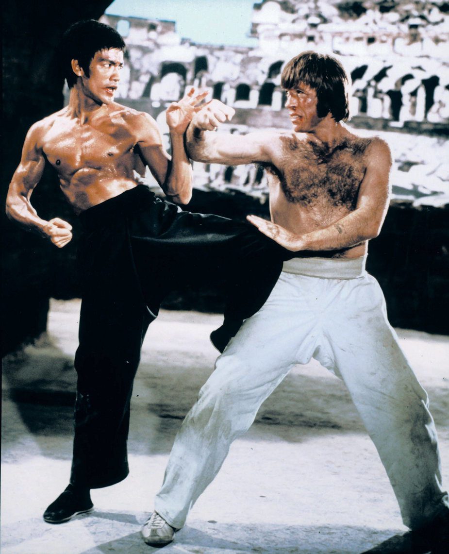 Bruce Lee and Chuck Norris in the movie "The way of the dragon"