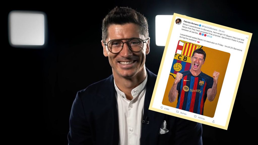 Robert Lewandowski becomes a football player in Barcelona.  The media confirm.  They gave details about football