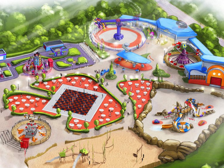 Visualization of the exterior of the Majaland theme park in Warsaw.  Construction of a double facility has begun in Gdansk