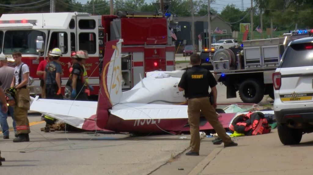 United States of America.  A small plane crashed on a street in Illinois.  two people died