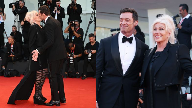 Hugh Jackman kisses his wife, who is 13 years older than him, during the premiere at the Venice Film Festival (photos)