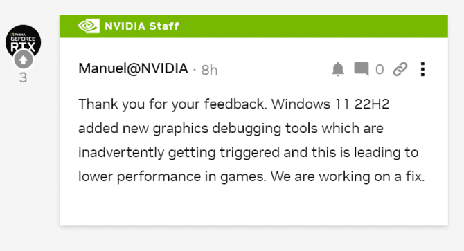 Windows 11 after upgrading to 22H2 can make life difficult for gamers using GeForce graphics cards [3]