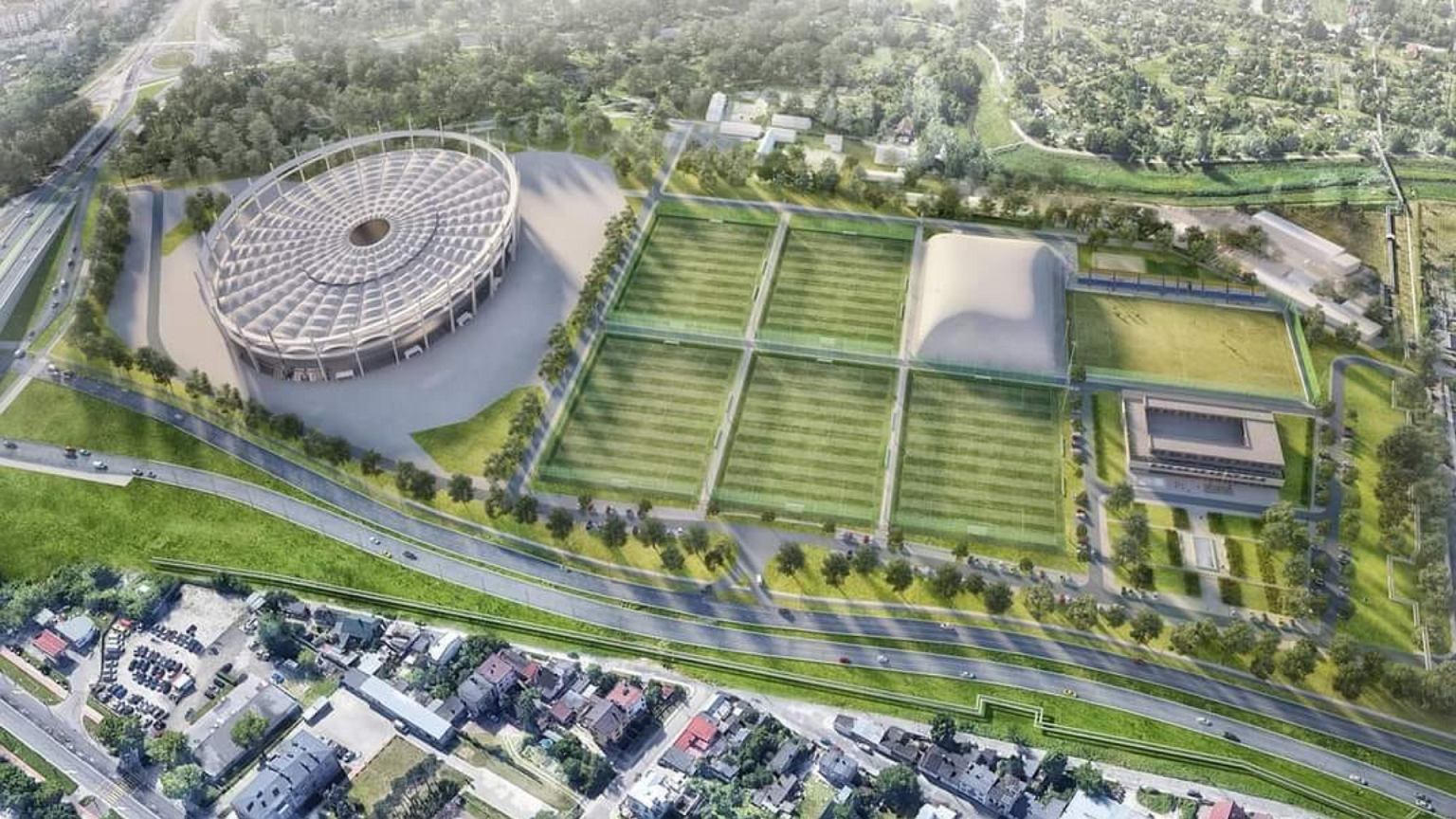 Here is a project for a new and beautiful stadium in Poland.  More space is needed