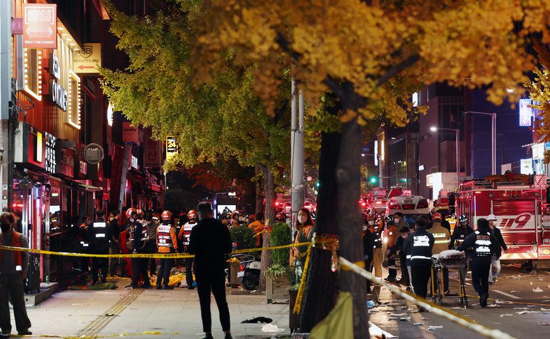 South Korea: Panic at a Halloween party in Seoul.  There are many victims