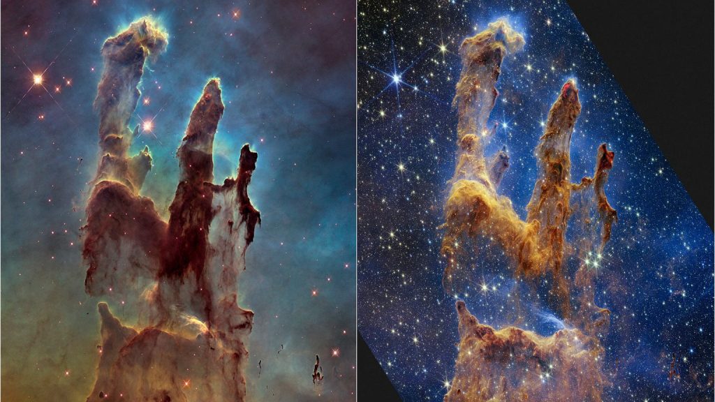 Webb telescope images of star formation.  This is what the pillars of creation look like